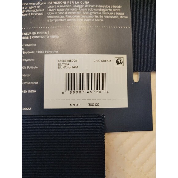 NWT Ralph Lauren Euro Sham Park Row Elysia Quilted Chic Cream Classic (005) - Picture 4 of 4